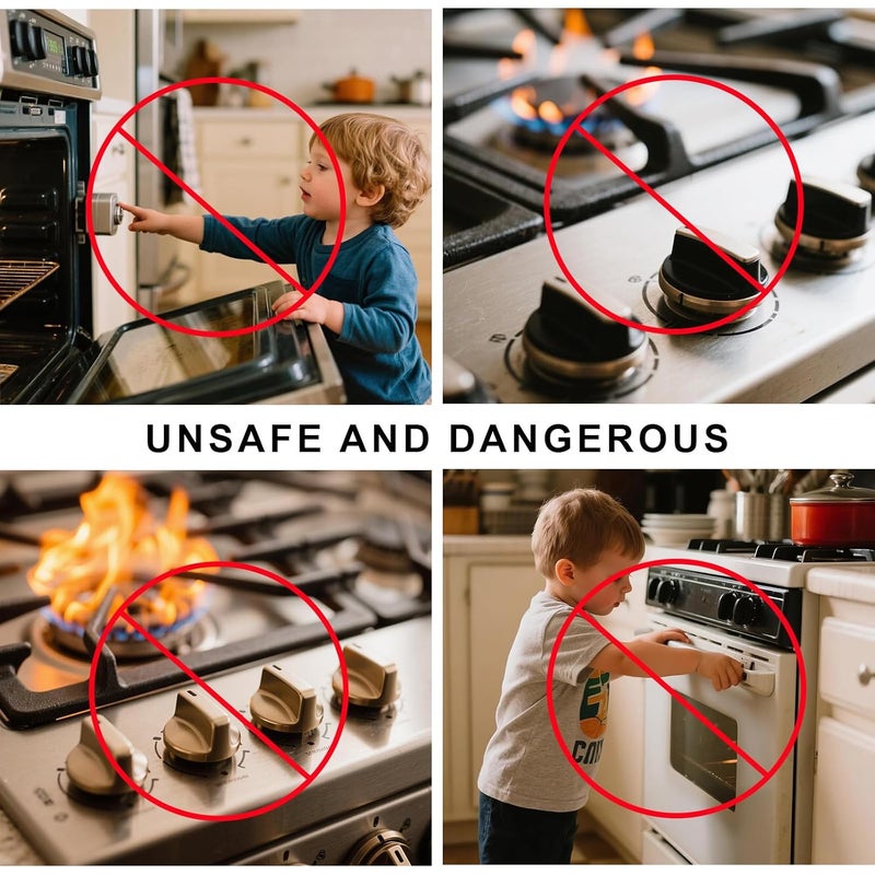 NICECHEF ﻿Stove Knob Safety Covers for Child (5 + 1 Pack), Upgraded Universal Size Press Gas Stove Covers with Adhesive,Water/Oil/High-Temp Resistant - Home Kitchen Safety for Kids & Pets - Image 5